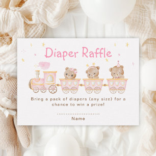 Bär Rosa Zug Baby Shower Windel-Raffle Begleitkarte