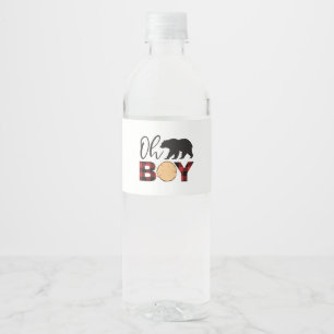 Bär Rot Büffel Karo Baby-Party Wasserflaschenetikett