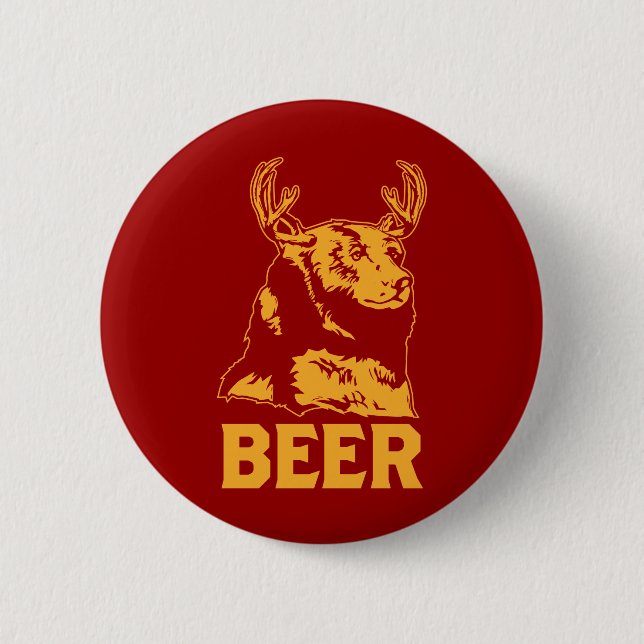 Bär + Rotwild = Bier Button (Vorderseite)