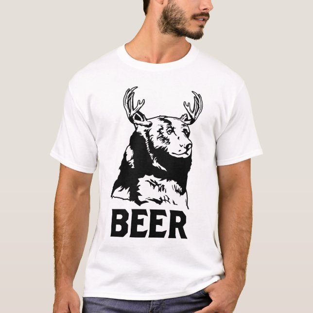Bär + Rotwild = Bier T-Shirt (Vorderseite)