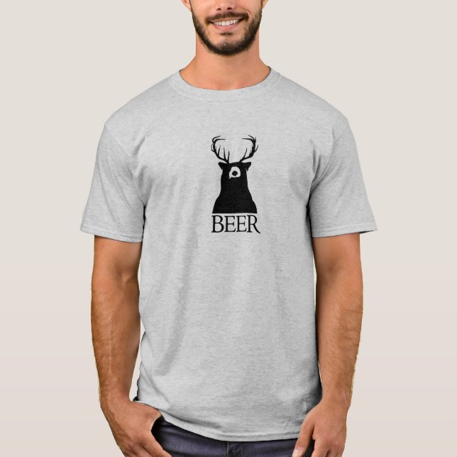Bär + Rotwild = Bier T-Shirt (Vorderseite)