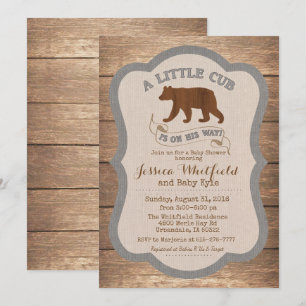 Bär Rustikale Holz Baby Shower Einladung