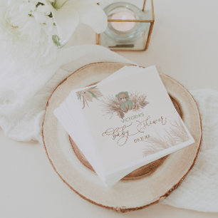 Bär Sage Green Babyparty Serviette