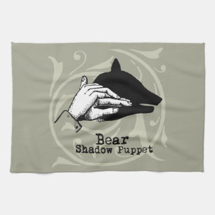 Bär Schatten Puppen Hand Vintage Geschirrtuch