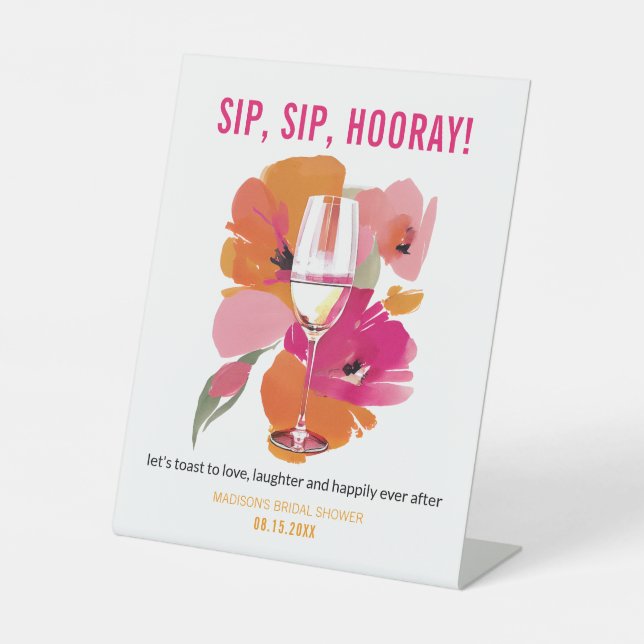 Bar Schildern Blumenwein Sip Hooray Sockelschild (Vorderseite)