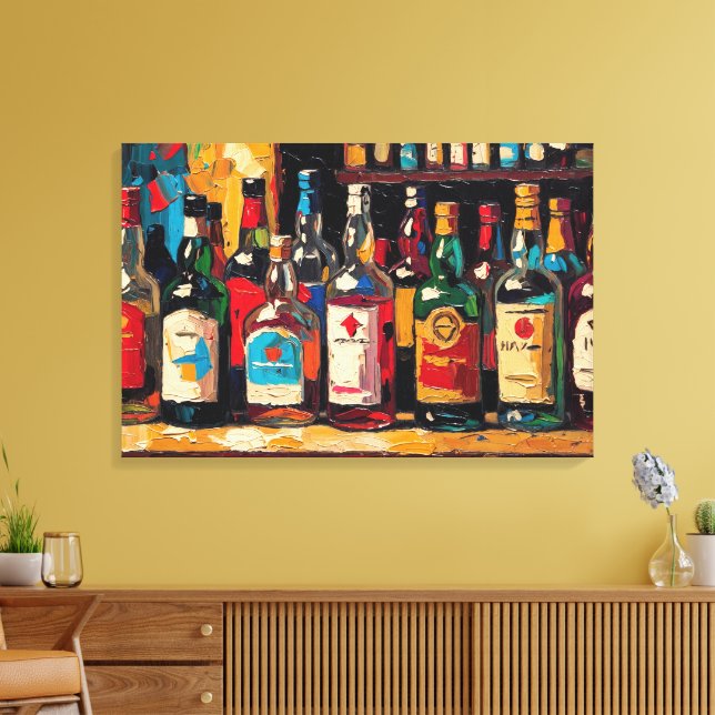 "Bar Shelf Bottle Collection" (Stil 2) Leinwanddruck (Insitu (Wohnzimmer))