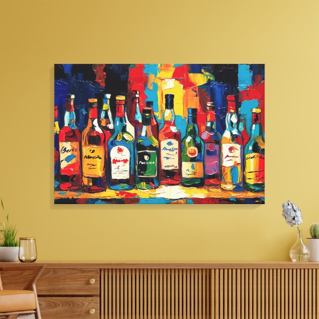 "Bar Shelf Bottle Collection" (Stil 4) Leinwanddruck (Insitu (Wohnzimmer))