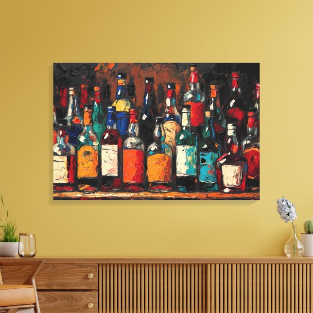 "Bar Shelf Bottle Collection" (Stil 8) Leinwanddruck (Insitu (Wohnzimmer))