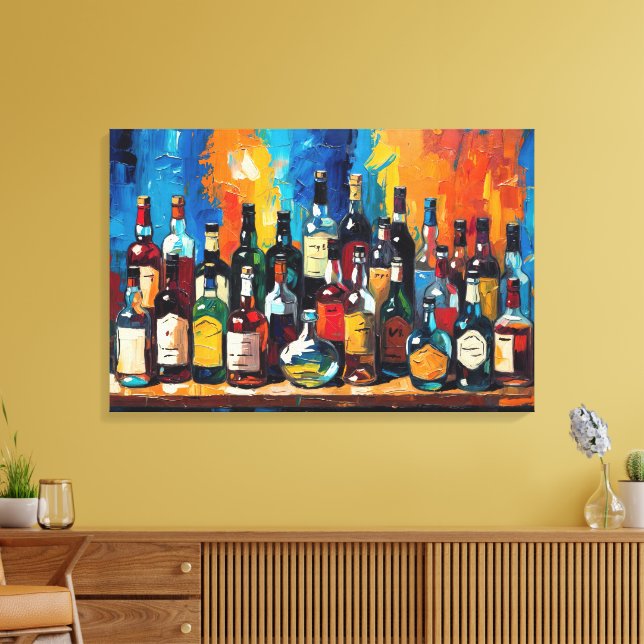 "Bar Shelf Bottle Collection" (Stil 9) Leinwanddruck (Insitu (Wohnzimmer))