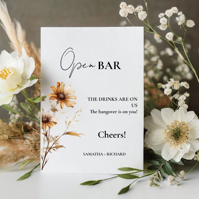 Bar Sign für "Meadow Open Bar Wedding Drinks" Sockelschild (Von Creator hochgeladen)