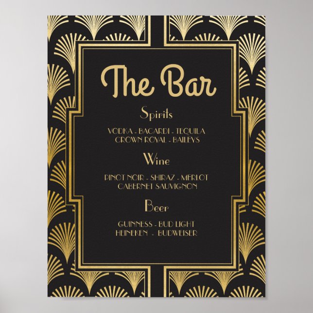Bar Sign Wedding Reception 1920er Jahre Art Deco Poster (Vorne)