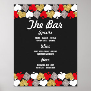 Bar Sign Wedding Reception Vegas Casino Glitzer Poster