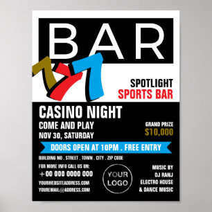 Bar Slot Machine, Casino Night, Gaming Industry Poster