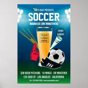 Bar Soccer Event Logo hinzufügen Poster