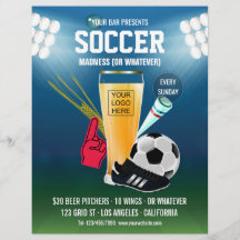 Bar Soccer Event Menu hinzufügen Logo und Foto