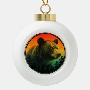 Bär Sonnenuntergang Natur Tier Wildnis Keramik Kugel-Ornament