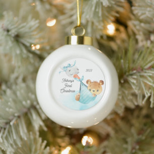 Bär Special Delivery Baby's erstes Weihnachten Keramik Kugel-Ornament