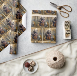 Bär spielt Cello in herbstlichen Wäldern Geschenkpapier