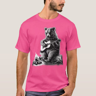 Bär spielt Gitarre Rock On Lagerfeuer Bär T-Shirt