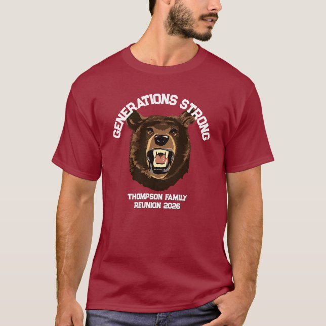 Bär “Starke Generationen” Benutzerdefinierte Famil T-Shirt (Vorderseite)