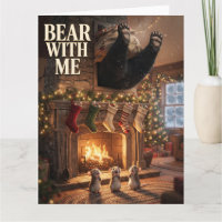 Bär steckt in Kamin mit Mäusen Lustiges Weihnachte
