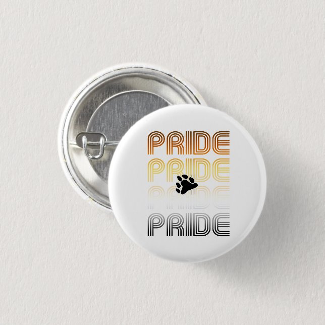 Bär Stolz Pfote Retro-Muster-Design Buchstaben Button (Vorne & Hinten)
