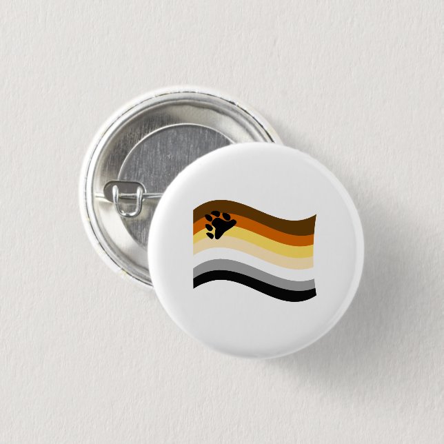 Bär Stolz Pfote Wellig Flagge Button (Vorne & Hinten)