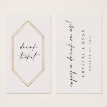 Bar Ticket Drink Token Hochzeitsempfangskarte C100