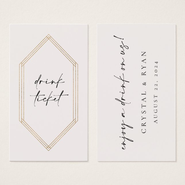 Bar Ticket Drink Token Hochzeitsempfangskarte C100 (Vorne & Hinten)