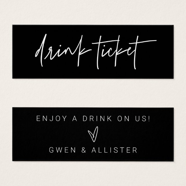 Bar Token Free Drink Ticket Hochzeitskarte (Vorne & Hinten)