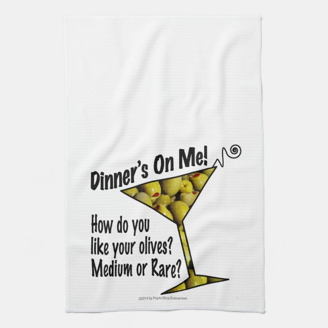 BAR TOWELS Dinner! Oliven? Mittel oder selten? Handtuch (Vertikal)