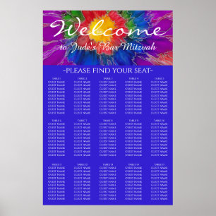 Bar und Bat Mitzvah Silvery Floral Chart Poster