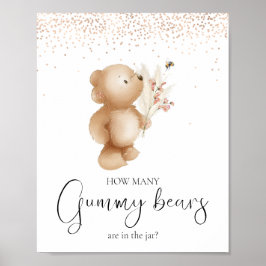 Bär und Biene | Wie viele? Baby Shower Game Poster