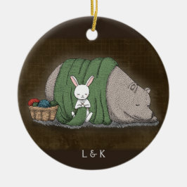 Bär und Bunny Couple Knitter Lover Individuelle Na Keramik Ornament