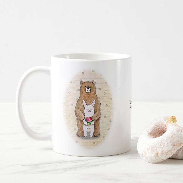 Bär und Bunny Together Happy Couple Individuelle N Kaffeetasse (Mit Donut)