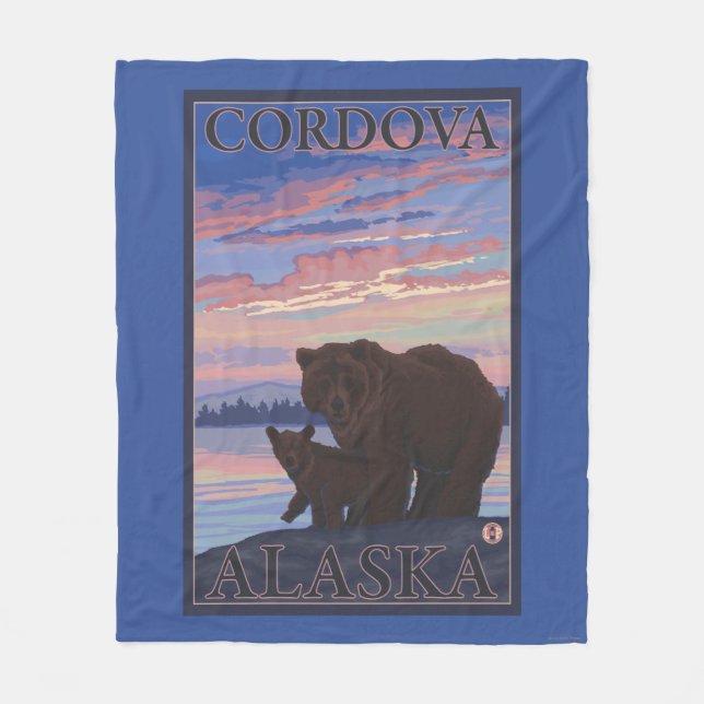 Bär und CUB - Cordova, Alaska Fleecedecke (Vorderseite)