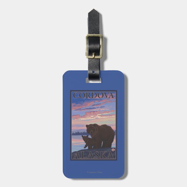 Bär und CUB - Cordova, Alaska Gepäckanhänger (Vorderseite vertikal)