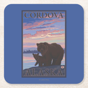 Bär und CUB - Cordova, Alaska Rechteckiger Pappuntersetzer
