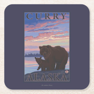 Bär und CUB - Curry, Alaska Rechteckiger Pappuntersetzer