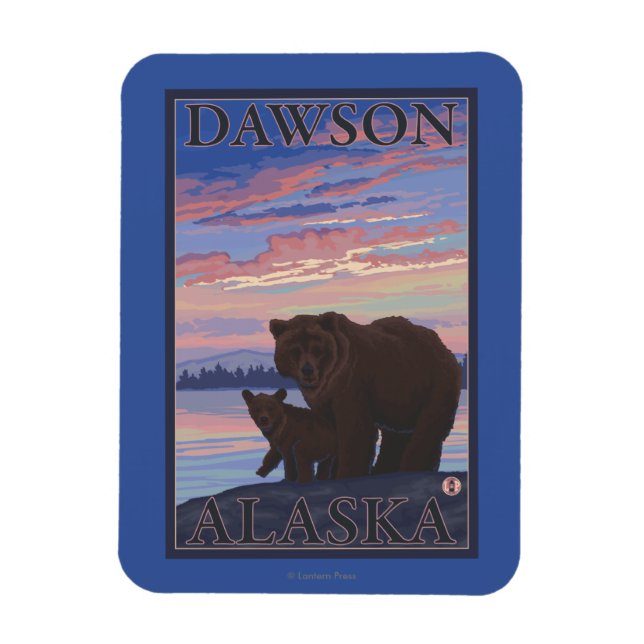 Bär und Cub - Dawson, Alaska Magnet (Vertikal)