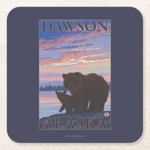 Bär und CUB - Dawson, Alaska Rechteckiger Pappuntersetzer