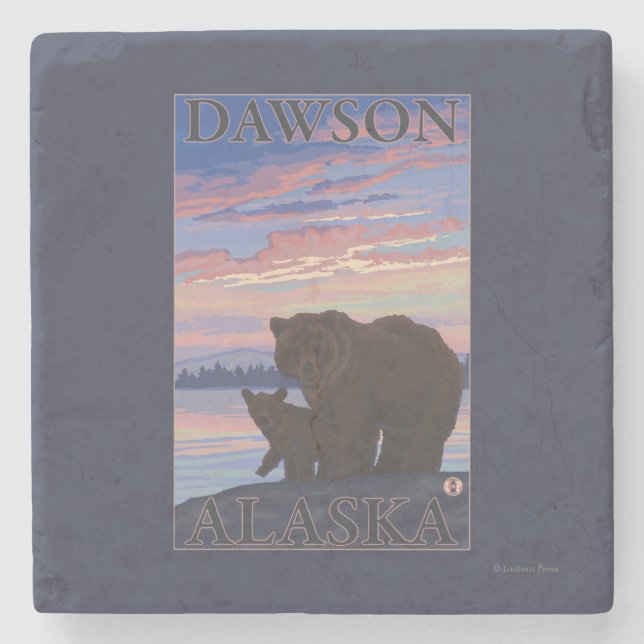 Bär und CUB - Dawson, Alaska Steinuntersetzer (Vorderseite)