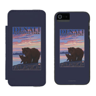 Bär und CUB - Denali Nationalpark, Alaska Incipio Watson™ iPhone 5 Geldbörsen Hülle