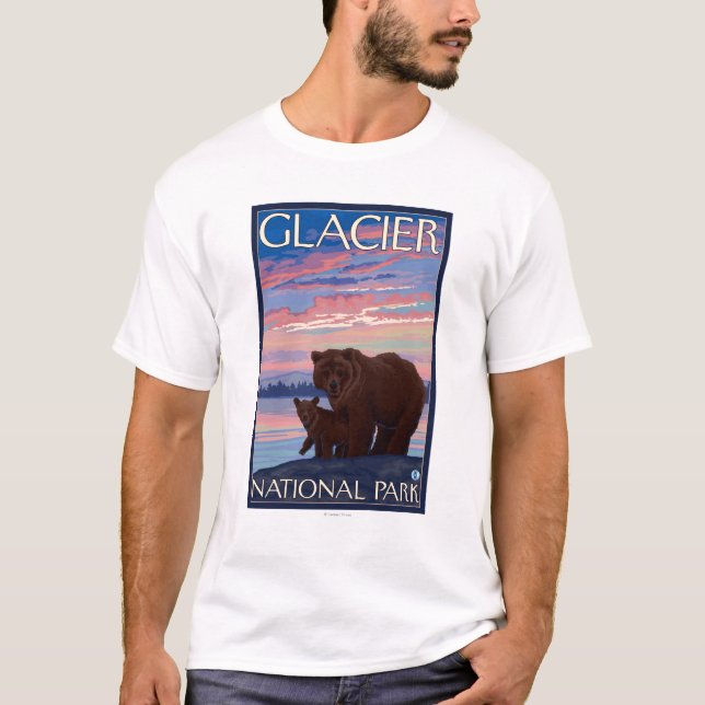 Bär und CUB - Glacier Nationalpark, M.Ü. T-Shirt (Vorderseite)