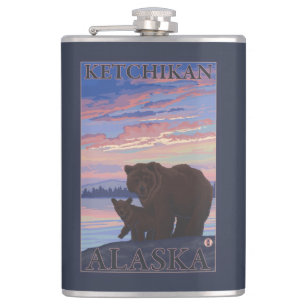 Bär und CUB - Ketchikan, Alaska Flachmann