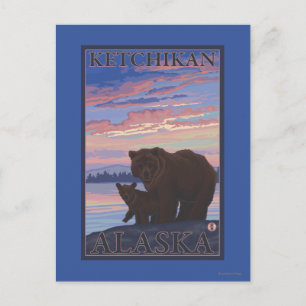 Bär und Cub - Ketchikan, Alaska Postkarte