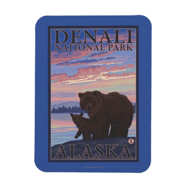 Bär und Cub - Nationalpark Denali, Alaska Magnet (Vertikal)