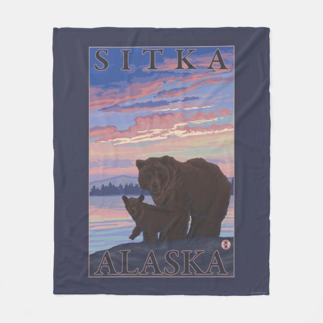 Bär und CUB - Sitka, Alaska Fleecedecke (Vorderseite)