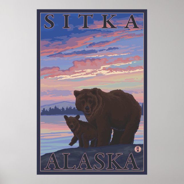 Bär und Cub - Sitka, Alaska Poster (Vorne)