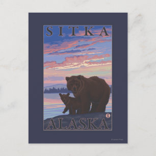 Bär und Cub - Sitka, Alaska Postkarte
